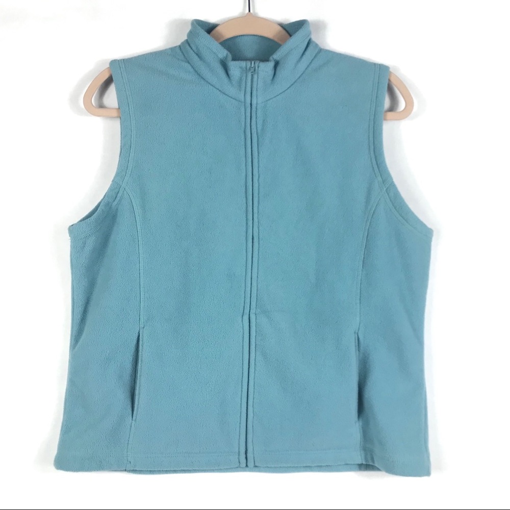 Orvis Fleece Vest Light Blue Full Zip Pockets EUC